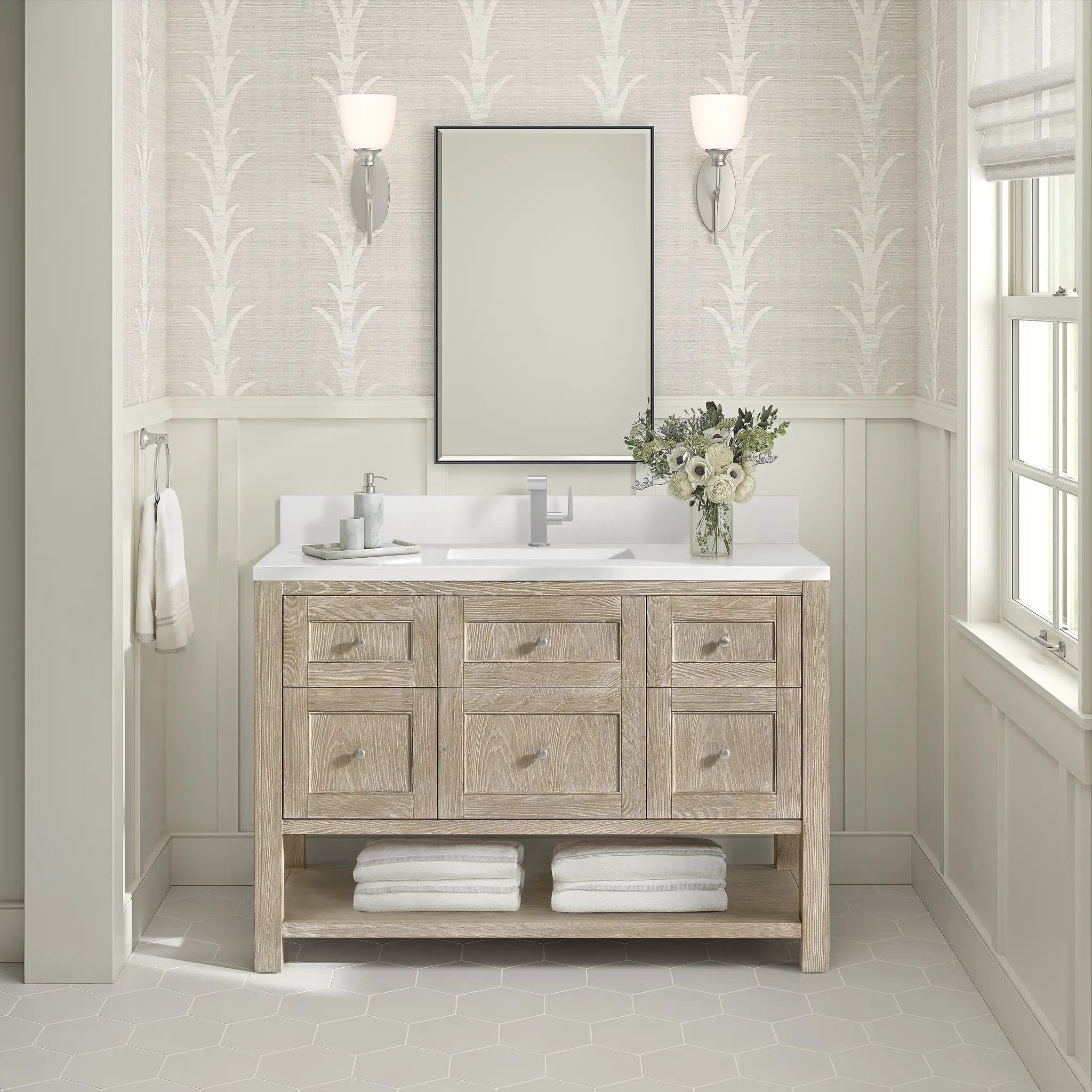 whitewashed oak vanity