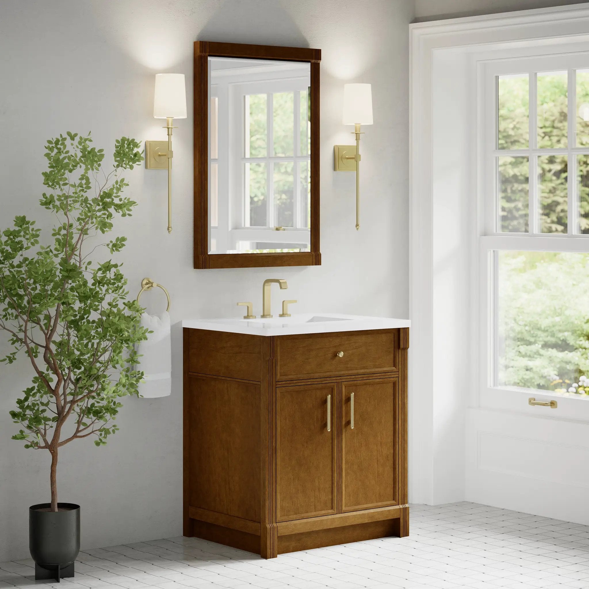 honey oak mirror