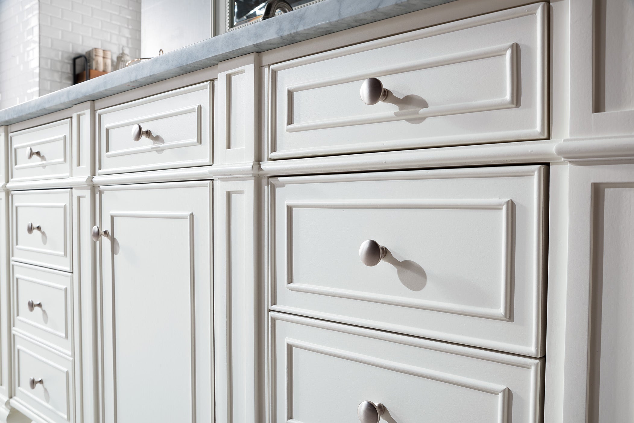 carrara marble top vanity