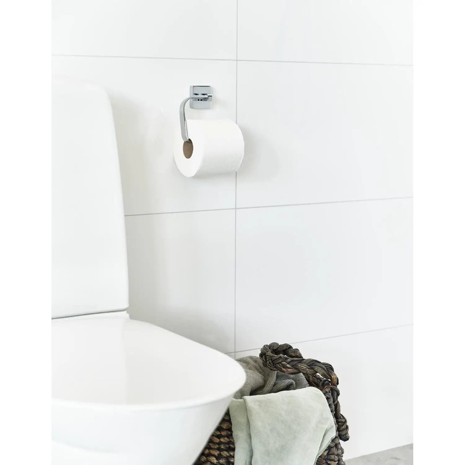 polished chrome toilet roll holder
