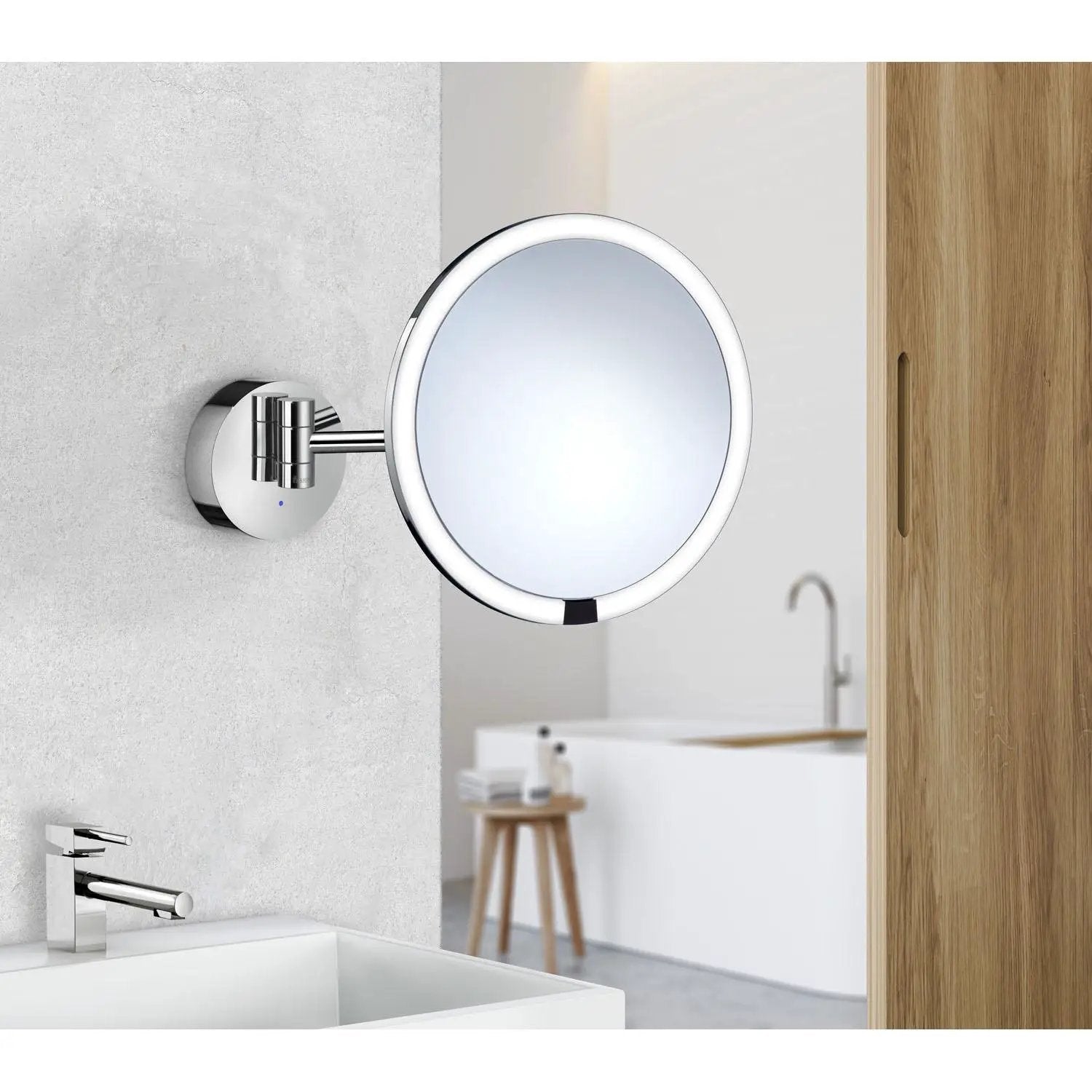 polished chrome make-up mirror