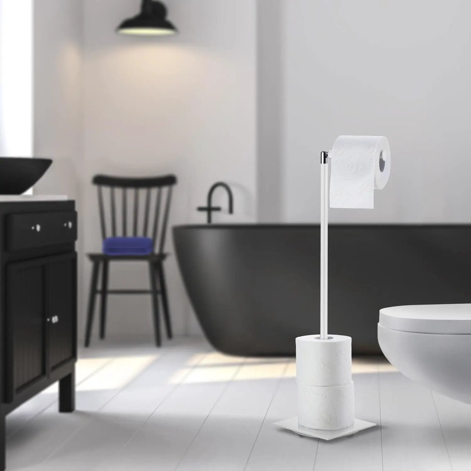 white toilet roll holder
