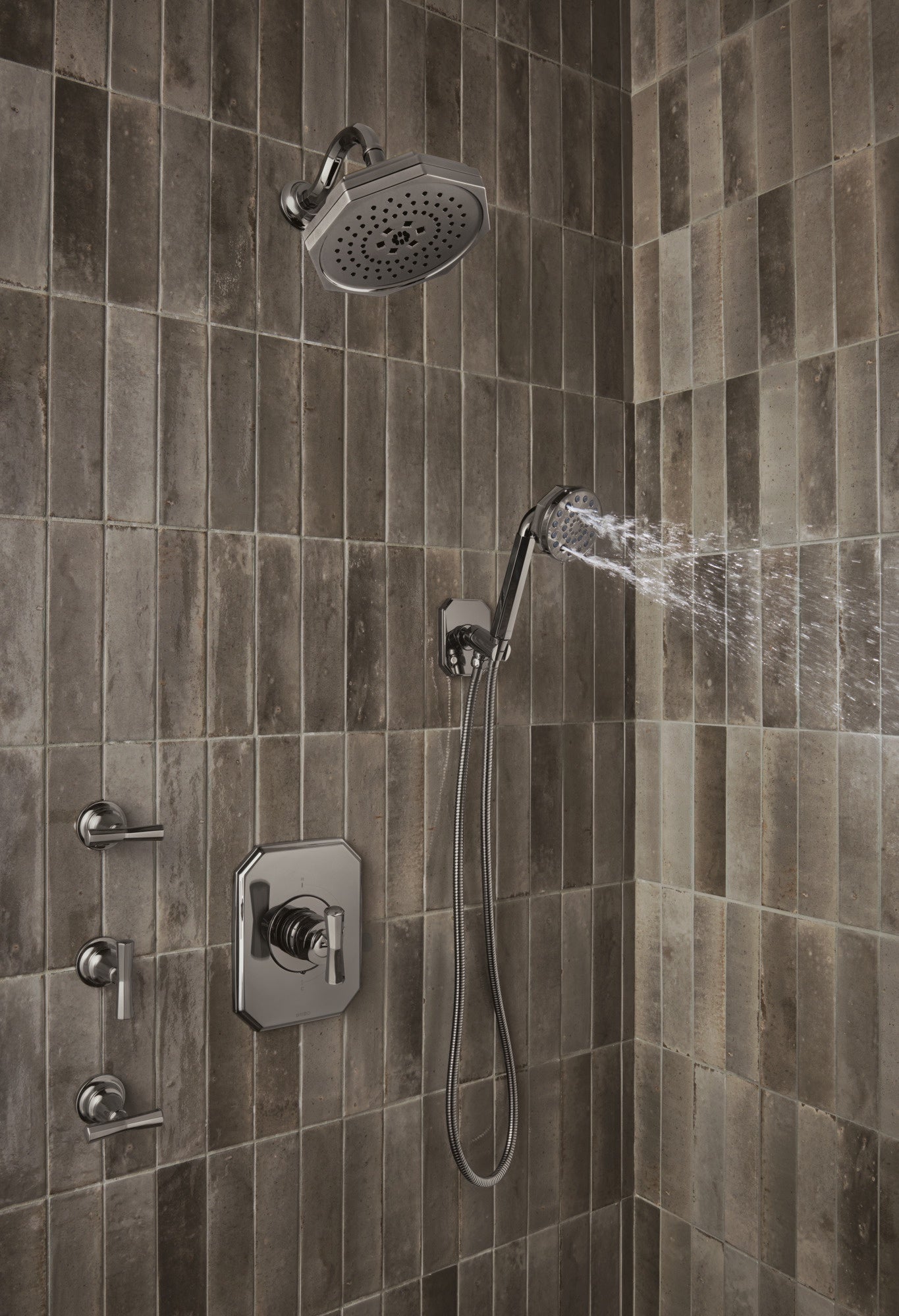 polished nickel shower arm