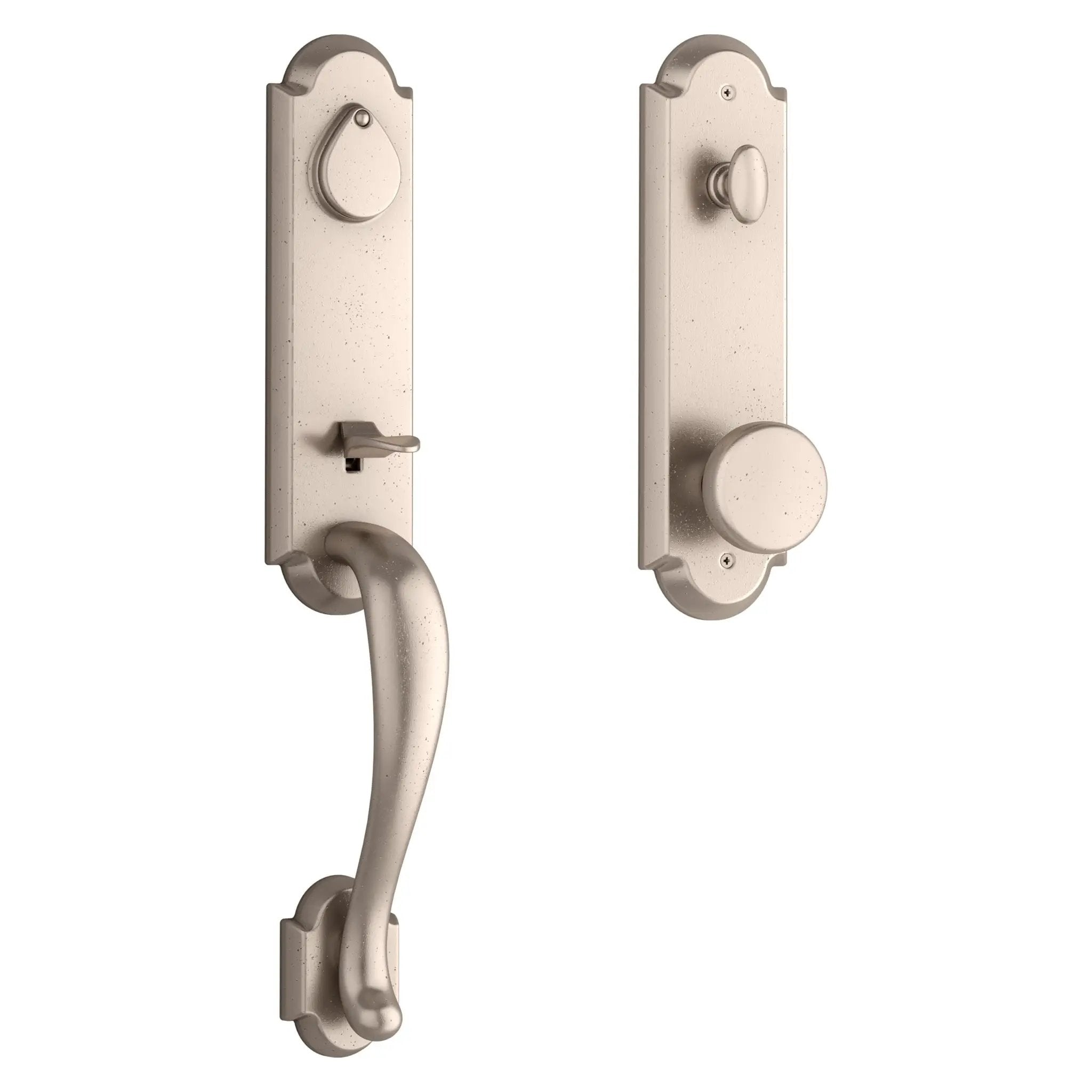 Baldwin Reserve Kodiak Handleset x Rustic Knob with Arch Interior by Baldwin