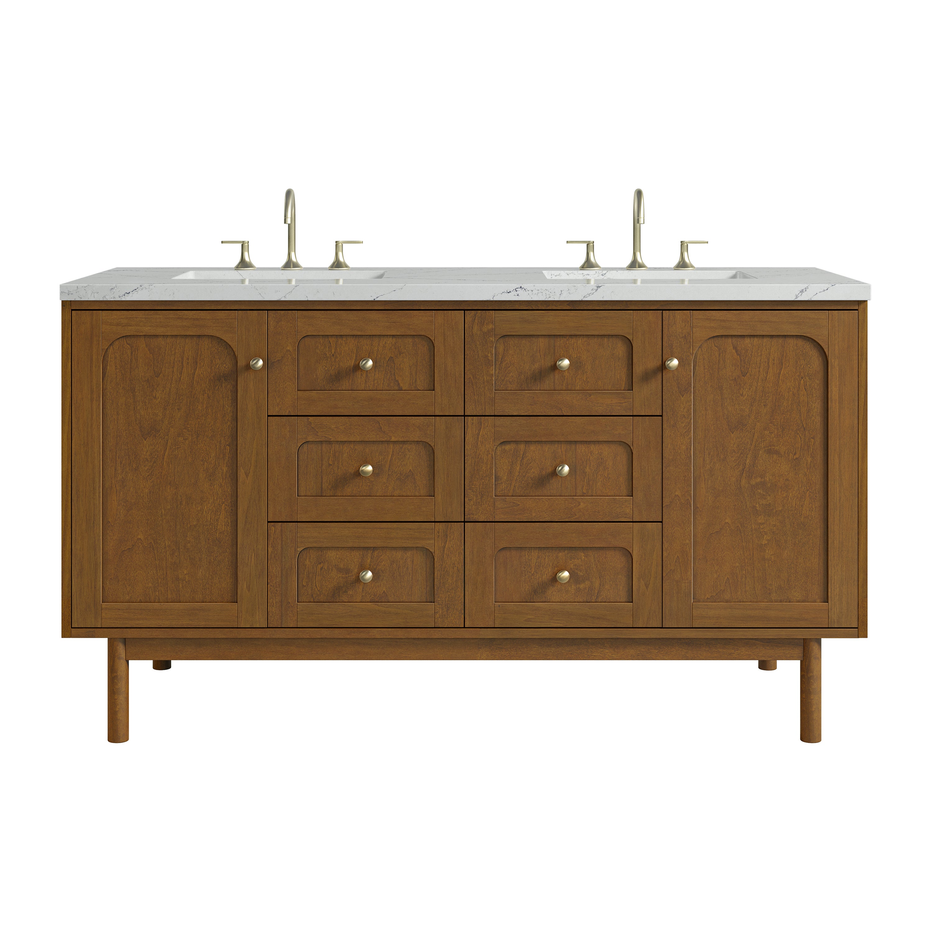 James Martin Laurent 60" Double Vanity Set - Honey Oak
