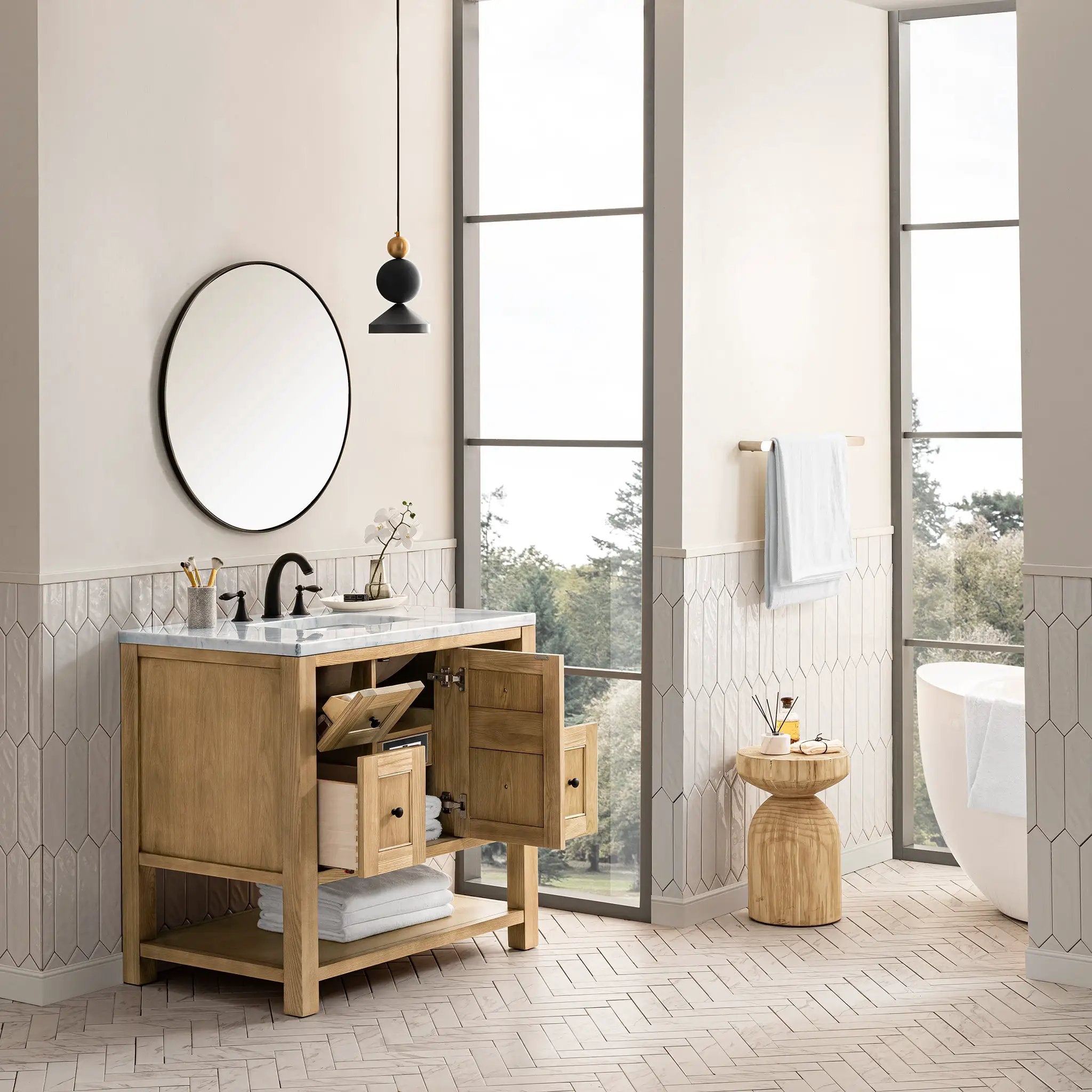 light natural oak vanity