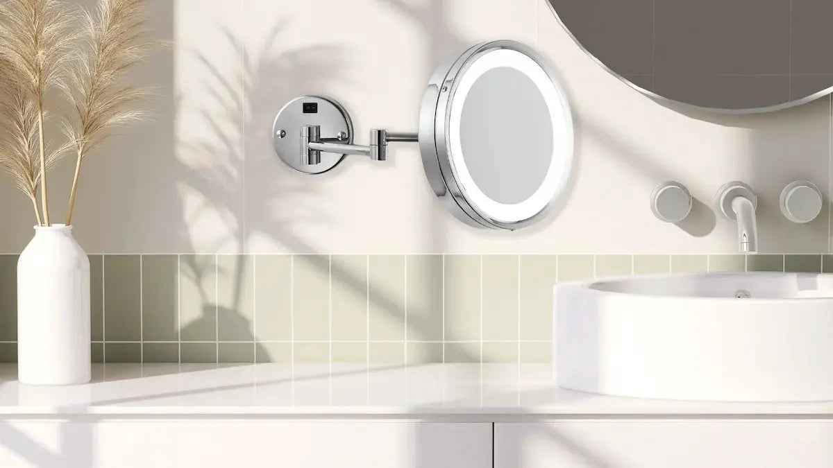 brushed stainless makeup mirror