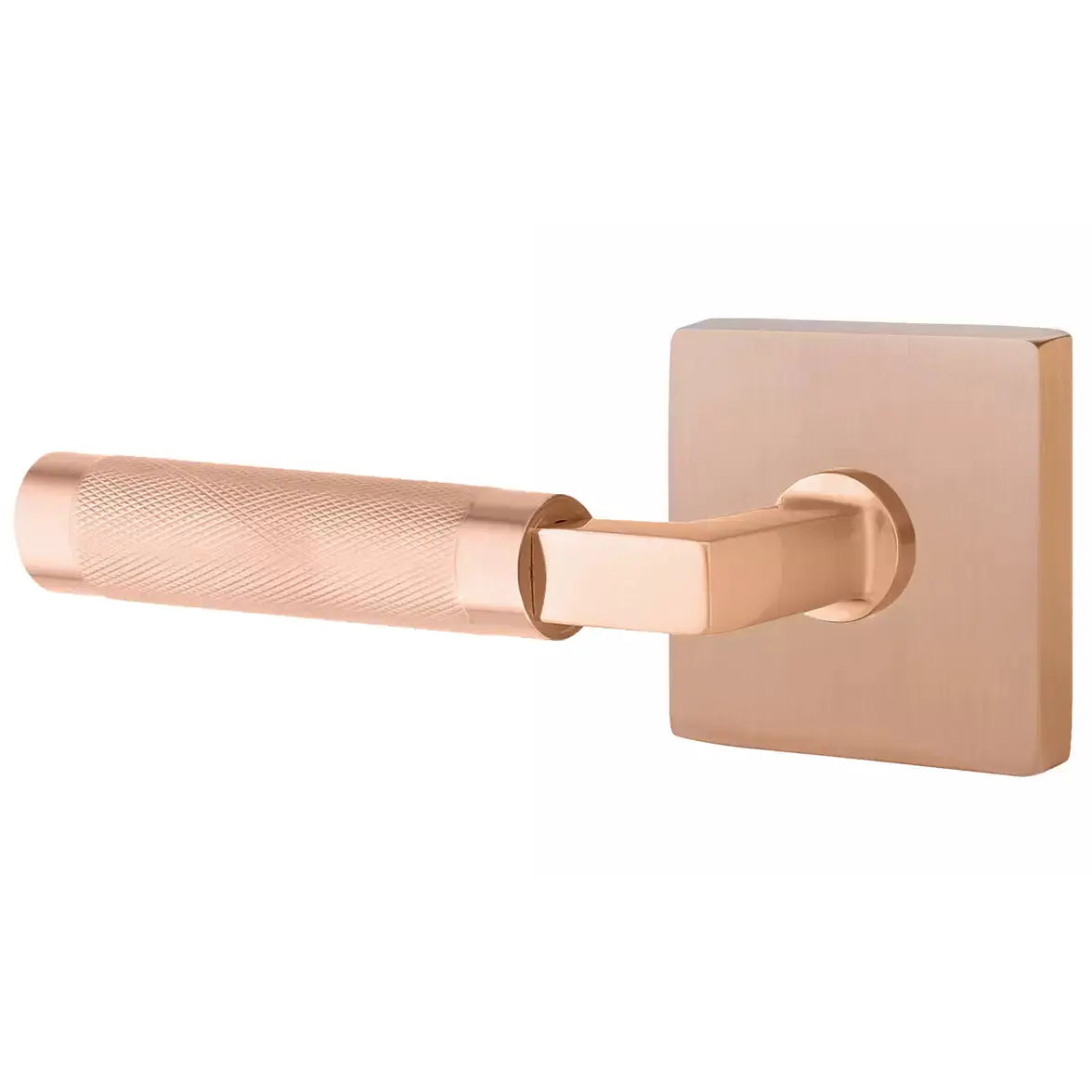 Emtek Knurled Lever with L-Square Stem and Square Rose by Emtek