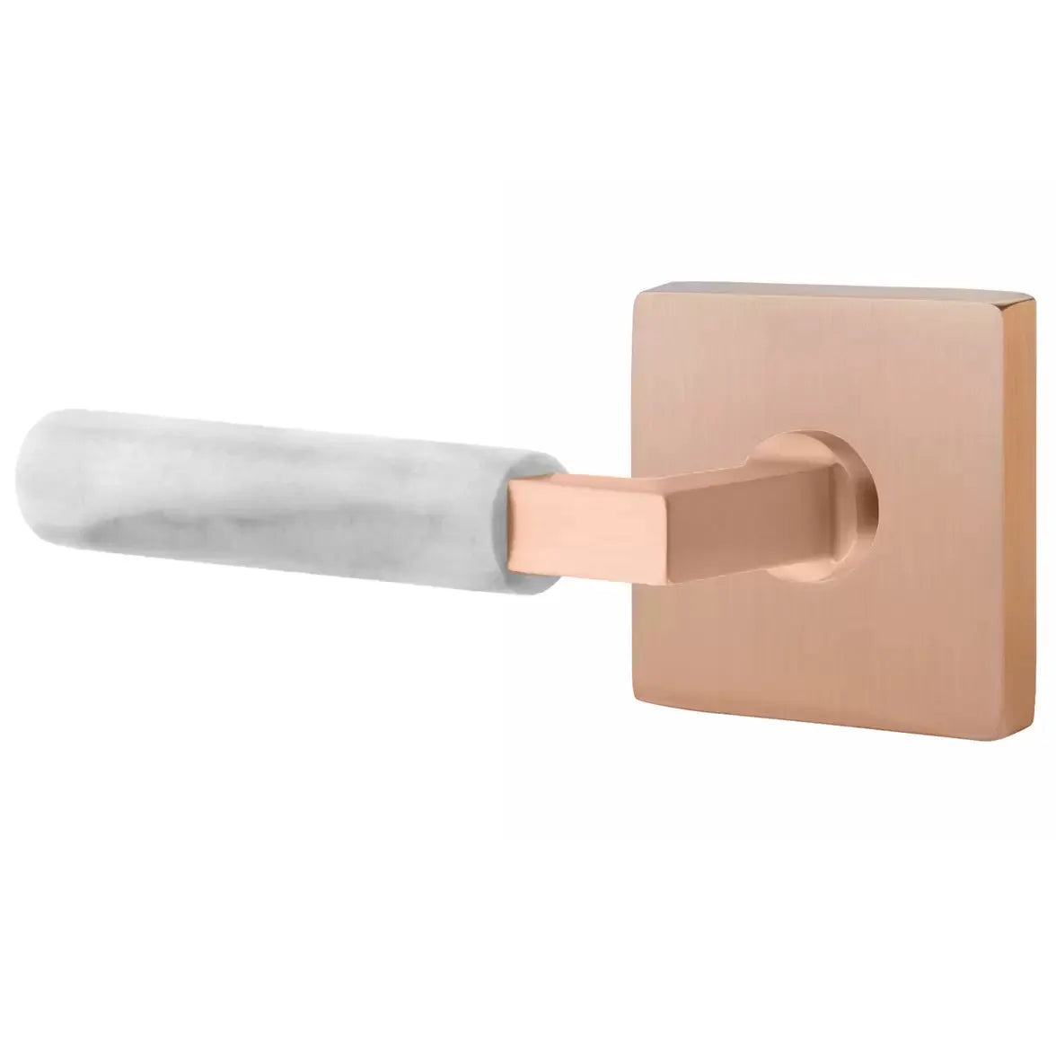 Emtek White Marble Lever with L-Square Stem and Square Rose by Emtek