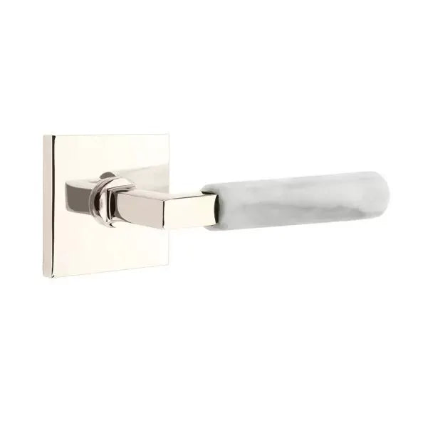 Emtek White Marble Lever with L-Square Stem and Square Rose by Emtek