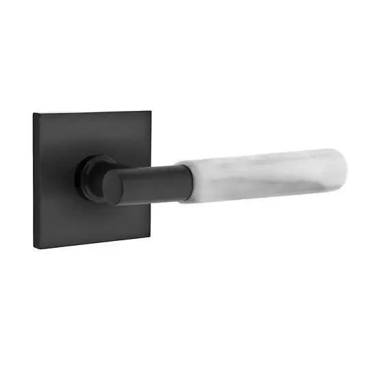 Emtek White Marble Lever with T-Bar Stem and Square Rose by Emtek