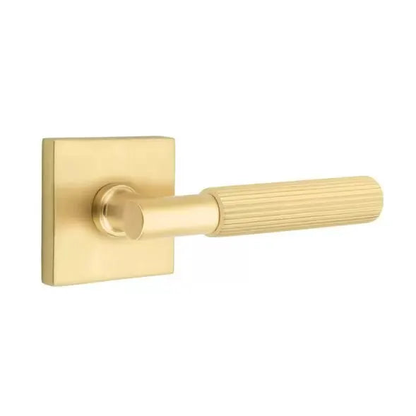 Emtek Straight Knurled Lever with T-Bar Stem and Square Rose by Emtek