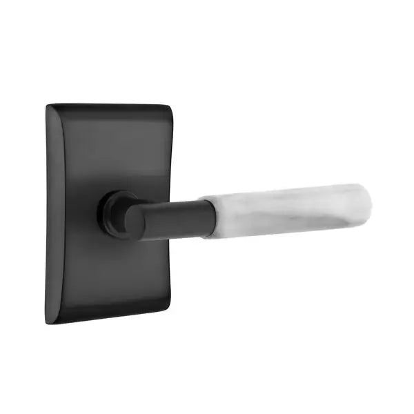 Emtek White Marble Lever with T-Bar Stem and Neos Rose by Emtek