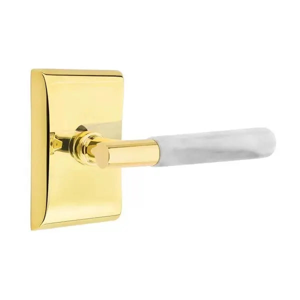 Emtek White Marble Lever with T-Bar Stem and Neos Rose by Emtek
