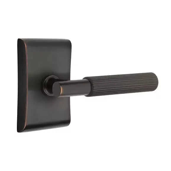 Emtek Straight Knurled Lever with T-Bar Stem and Neos Rose by Emtek