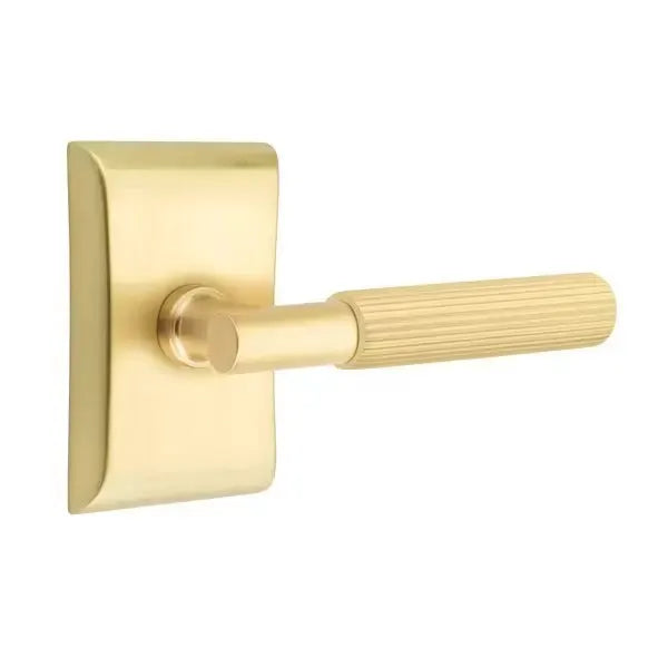 Emtek Straight Knurled Lever with T-Bar Stem and Neos Rose by Emtek