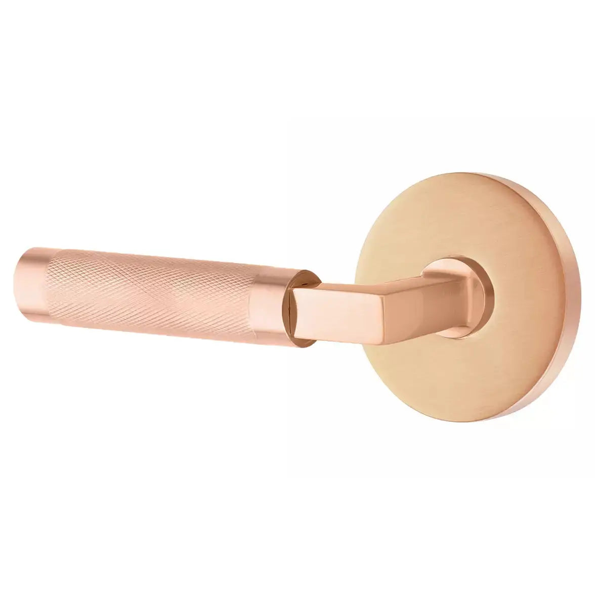 Emtek Knurled Lever with L-Square Stem and Disc Rose by Emtek