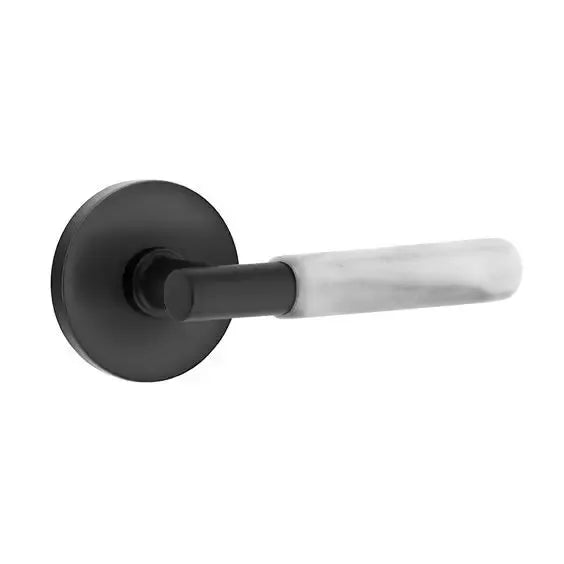 Emtek White Marble Lever with T-Bar Stem and Disk Rose