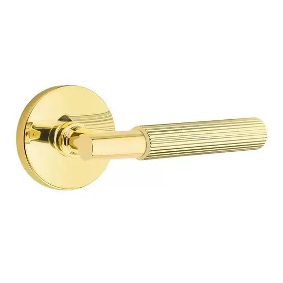 Emtek Straight Knurled Lever with T-Bar Stem and Disk Rose by Emtek