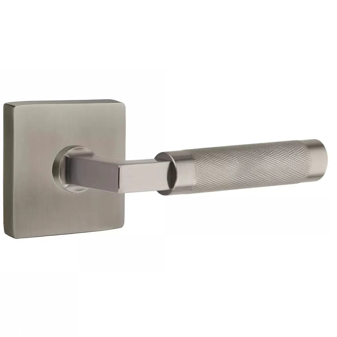 Emtek Knurled Lever with L-Square Stem and Square Rose by Emtek