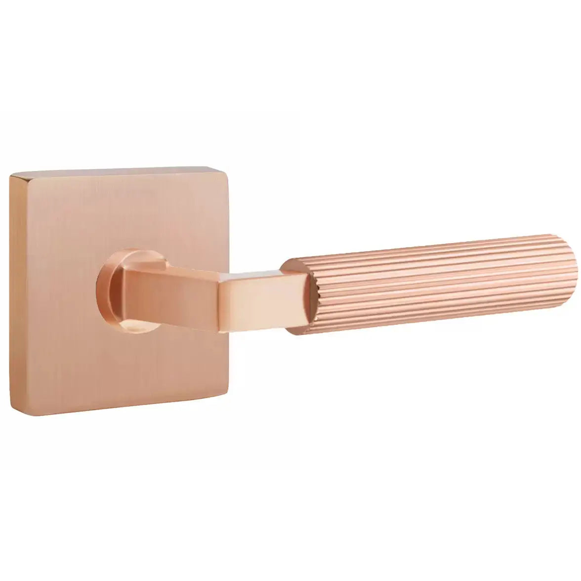 Emtek Straight Knurled Lever with L-Square Stem and Square Rose by Emtek