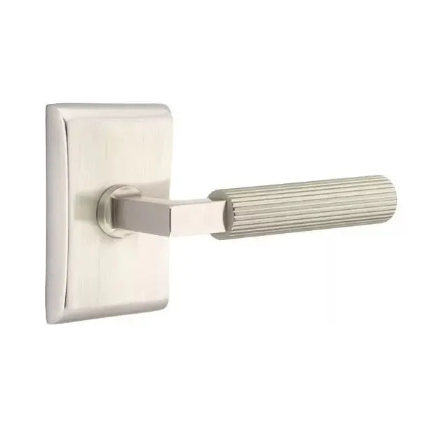 Emtek Straight Knurled Lever with L-Square Stem and Neos Rose by Emtek