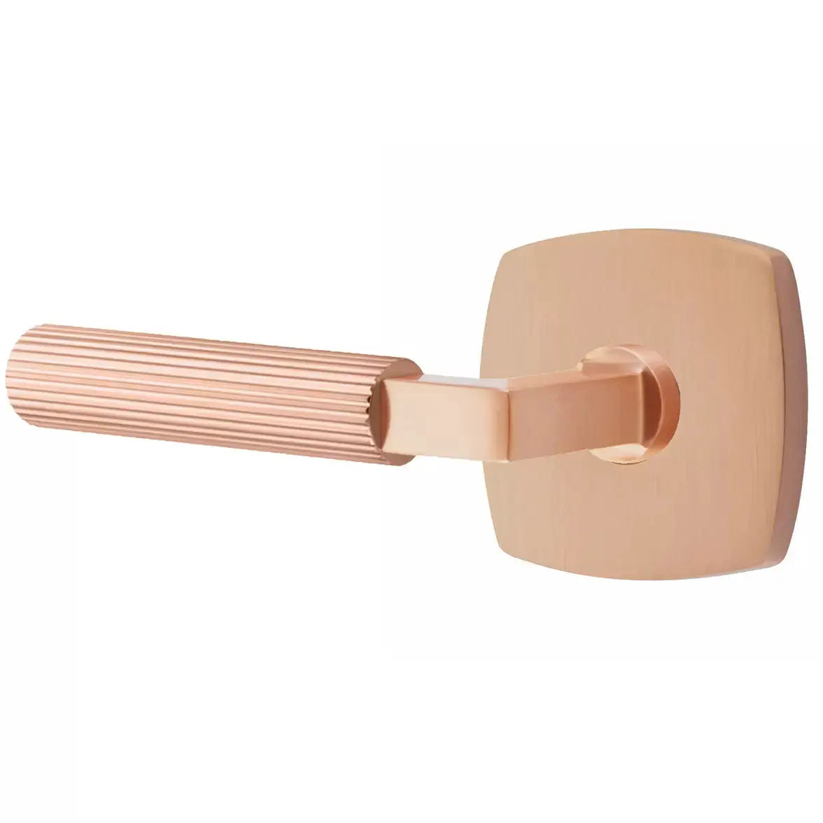 Emtek Straight Knurled Lever with L-Square Stem and Urban Modern Rose by Emtek