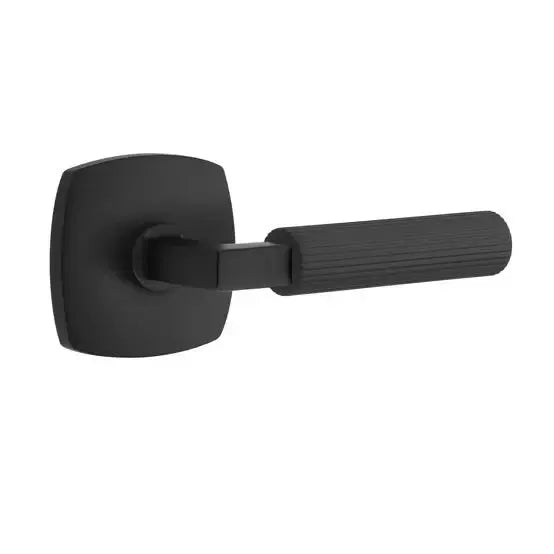 Emtek Straight Knurled Lever with L-Square Stem and Urban Modern Rose by Emtek