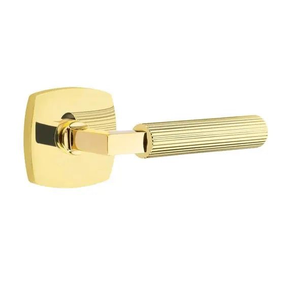 Emtek Straight Knurled Lever with L-Square Stem and Urban Modern Rose by Emtek