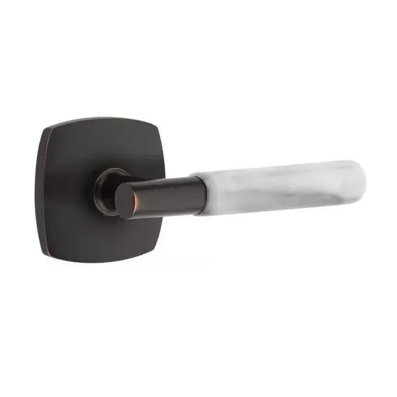 Emtek White Marble Lever with T-Bar Stem and Urban Modern Rose by Emtek