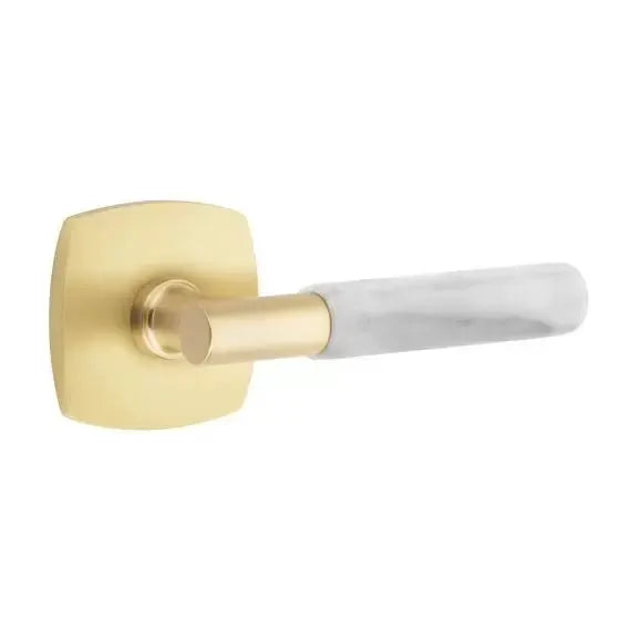 Emtek White Marble Lever with T-Bar Stem and Urban Modern Rose by Emtek