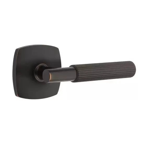 Emtek Straight Knurled Lever with T-Bar Stem and Urban Modern Rose by Emtek