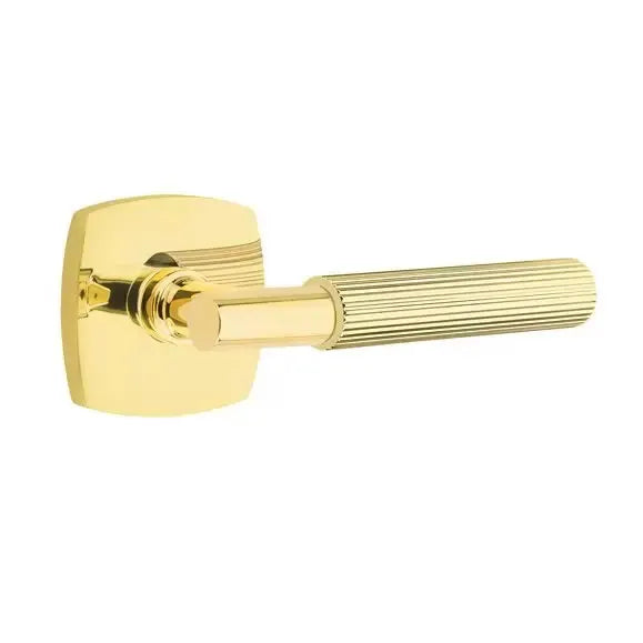 Emtek Straight Knurled Lever with T-Bar Stem and Urban Modern Rose by Emtek