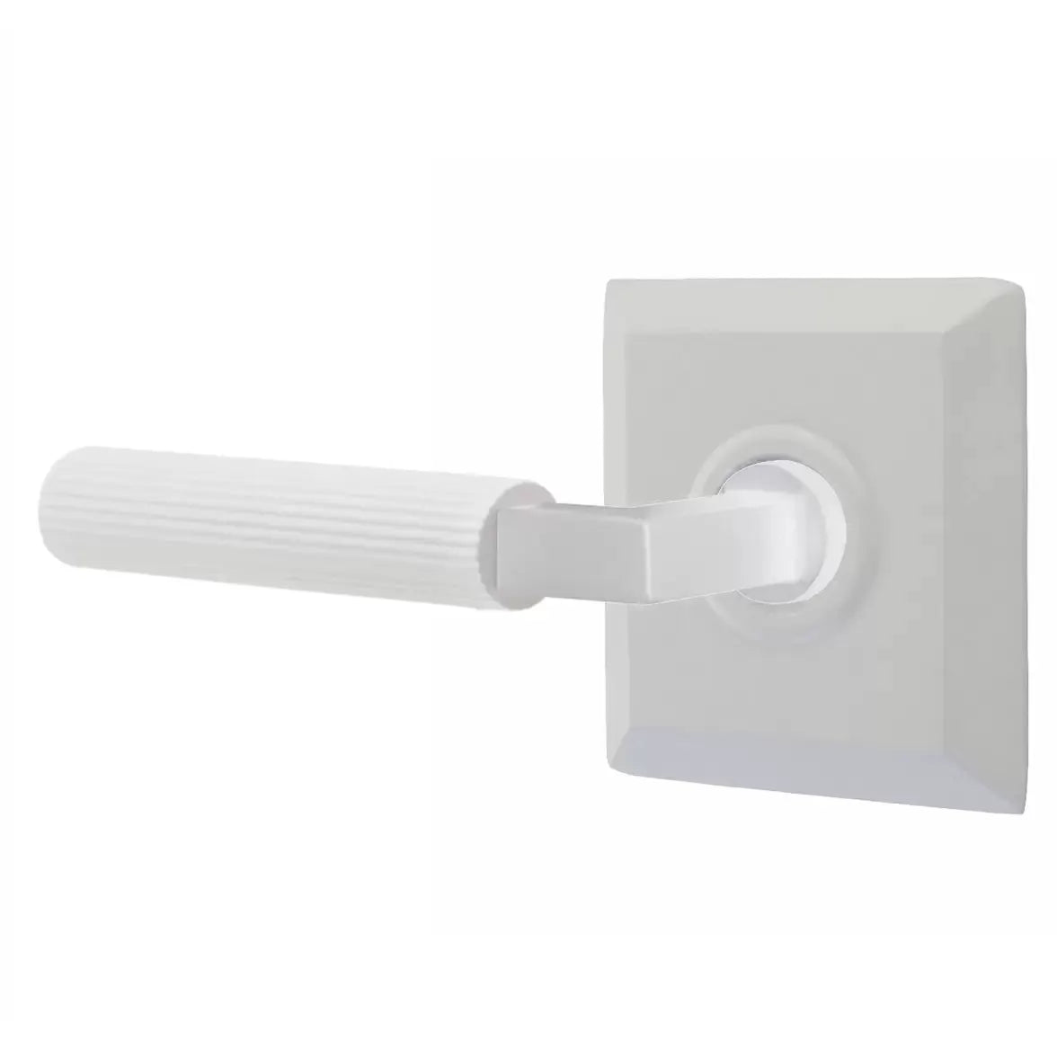 Emtek Straight Knurled Lever with L-Square Stem and Quincy Rose by Emtek
