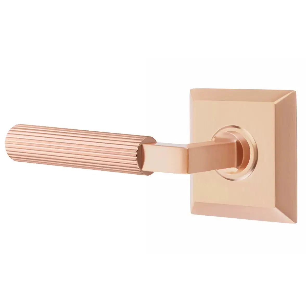Emtek Straight Knurled Lever with L-Square Stem and Quincy Rose by Emtek