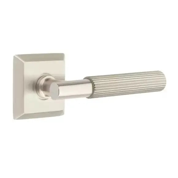 Emtek Straight Knurled Lever with T-Bar Stem and Quincy Rose by Emtek