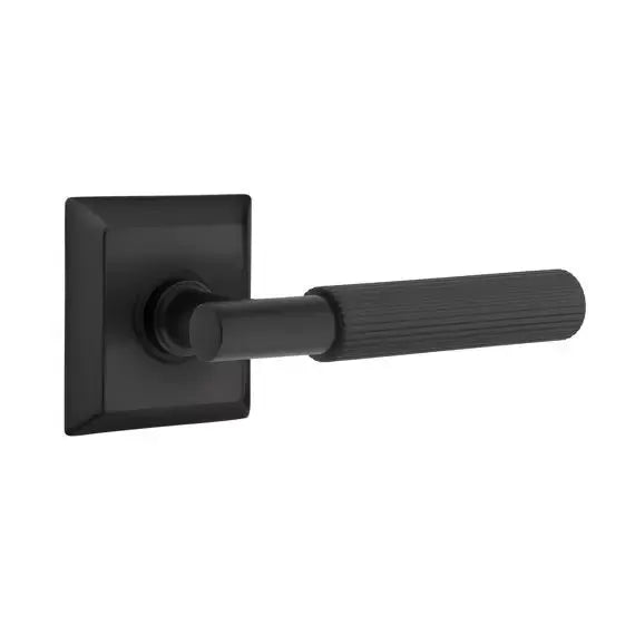 Emtek Straight Knurled Lever with T-Bar Stem and Quincy Rose by Emtek