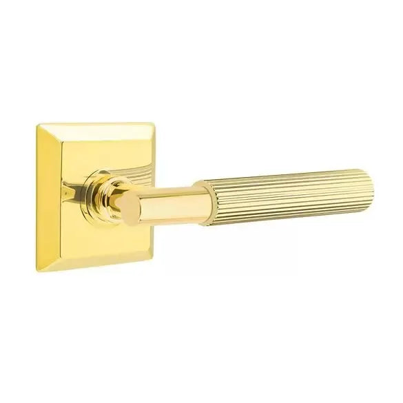 Emtek Straight Knurled Lever with T-Bar Stem and Quincy Rose by Emtek