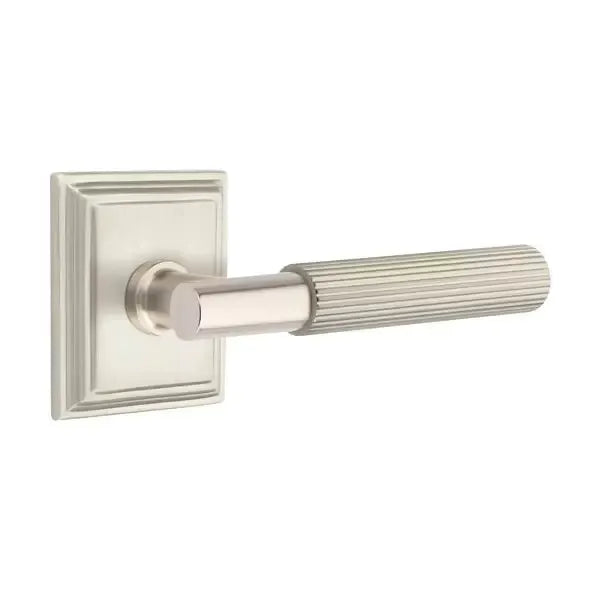 Emtek Straight Knurled Lever with T-Bar Stem and Wilshire Rose by Emtek