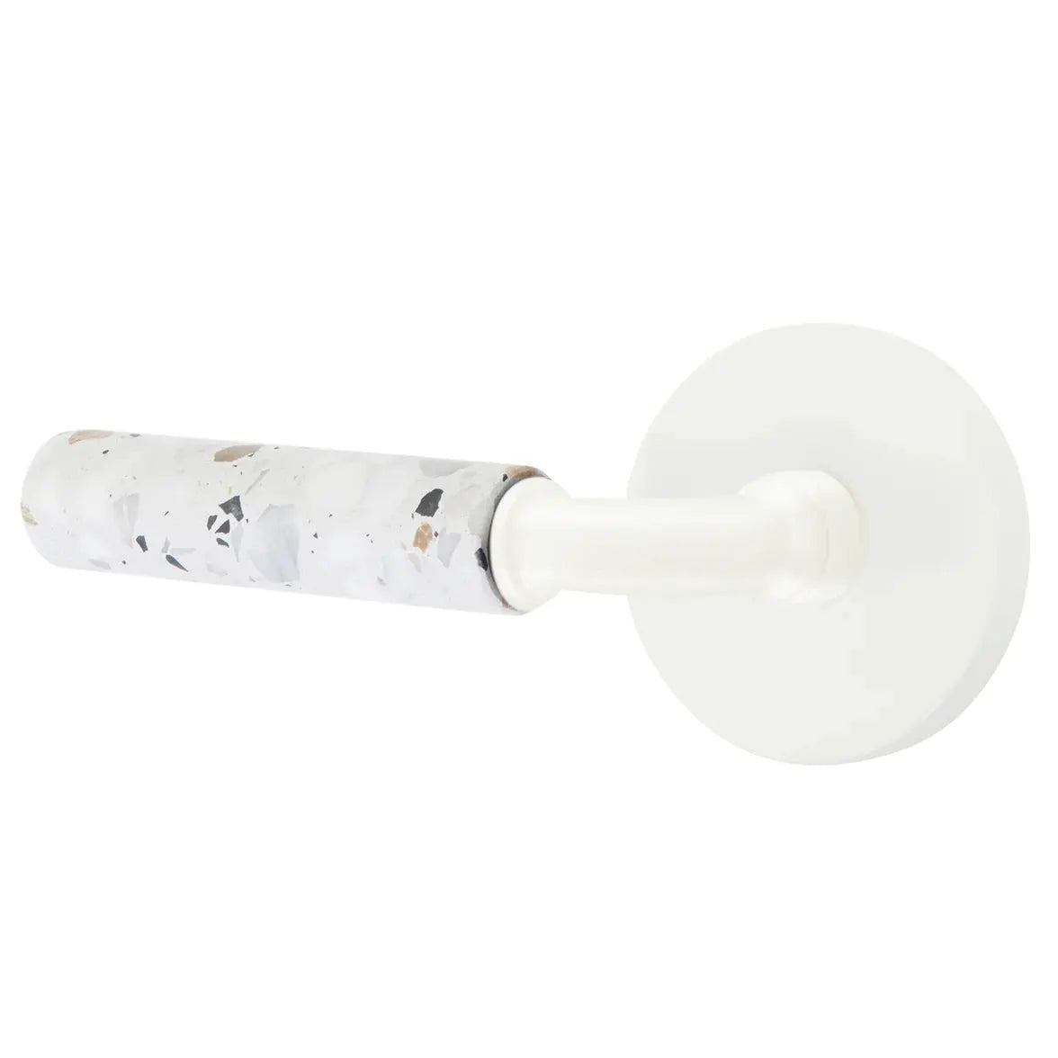 Emtek Light Terrazzo Lever with Disk Rosette and R-Bar Stem by Emtek