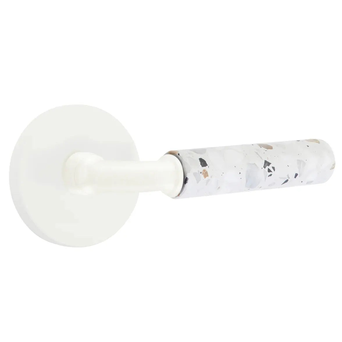 Emtek Light Terrazzo Lever with Disk Rosette and R-Bar Stem by Emtek