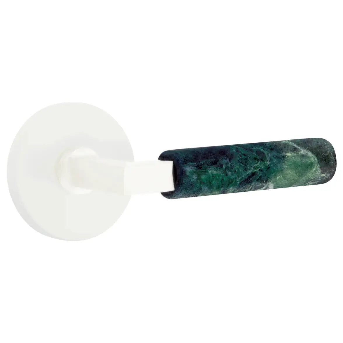Emtek Green Marble Lever with Disk Rosette and L-Square Stem by Emtek