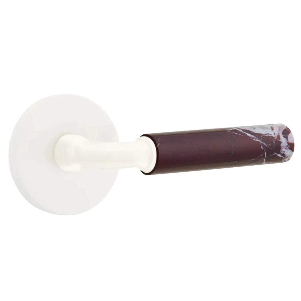 Emtek Rosso Levanto Marble Lever with Disk Rosette and R-Bar Stem by Emtek