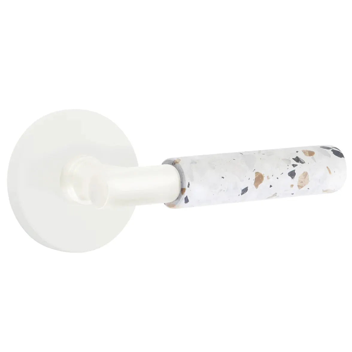 Emtek Light Terrazzo Lever with Disk Rosette and T-Bar Stem by Emtek