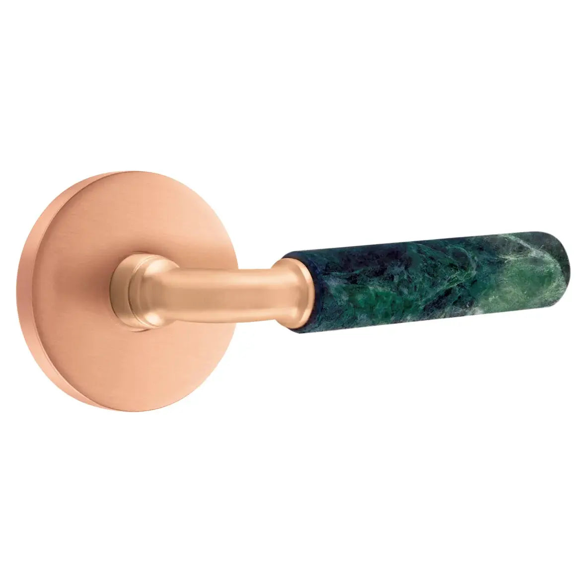Emtek Green Marble Lever with Disk Rosette and R-Bar Stem by Emtek