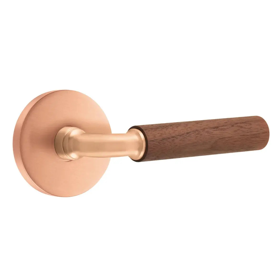 Emtek Walnut Lever with Disk Rosette and R-Bar Stem by Emtek
