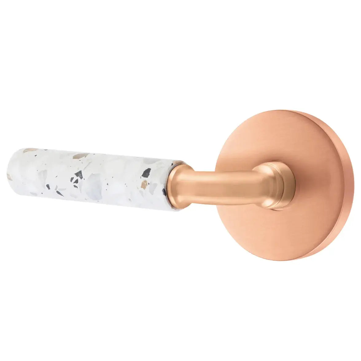 Emtek Light Terrazzo Lever with Disk Rosette and R-Bar Stem by Emtek