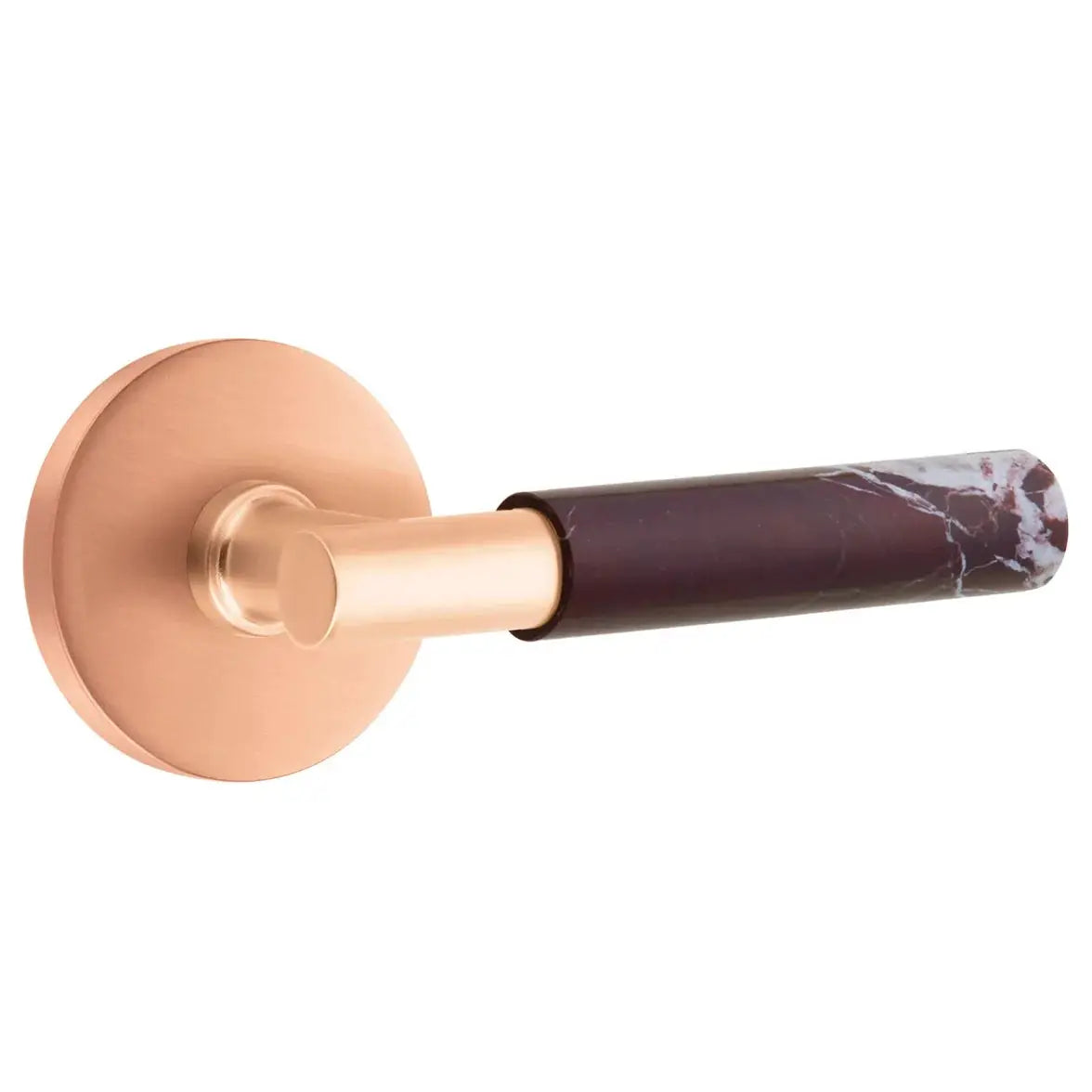 Emtek Rosso Levanto Marble Lever with Disk Rosette and T-Bar Stem by Emtek
