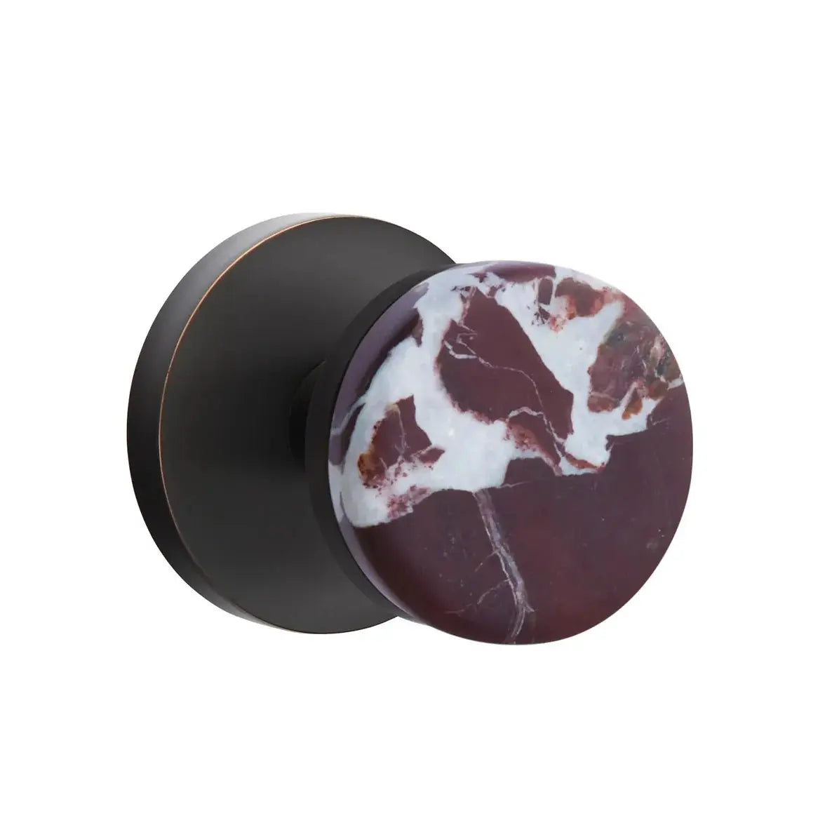 Emtek Rosso Levanto Marble Knob with Disk Rosette and Conical Stem by Emtek