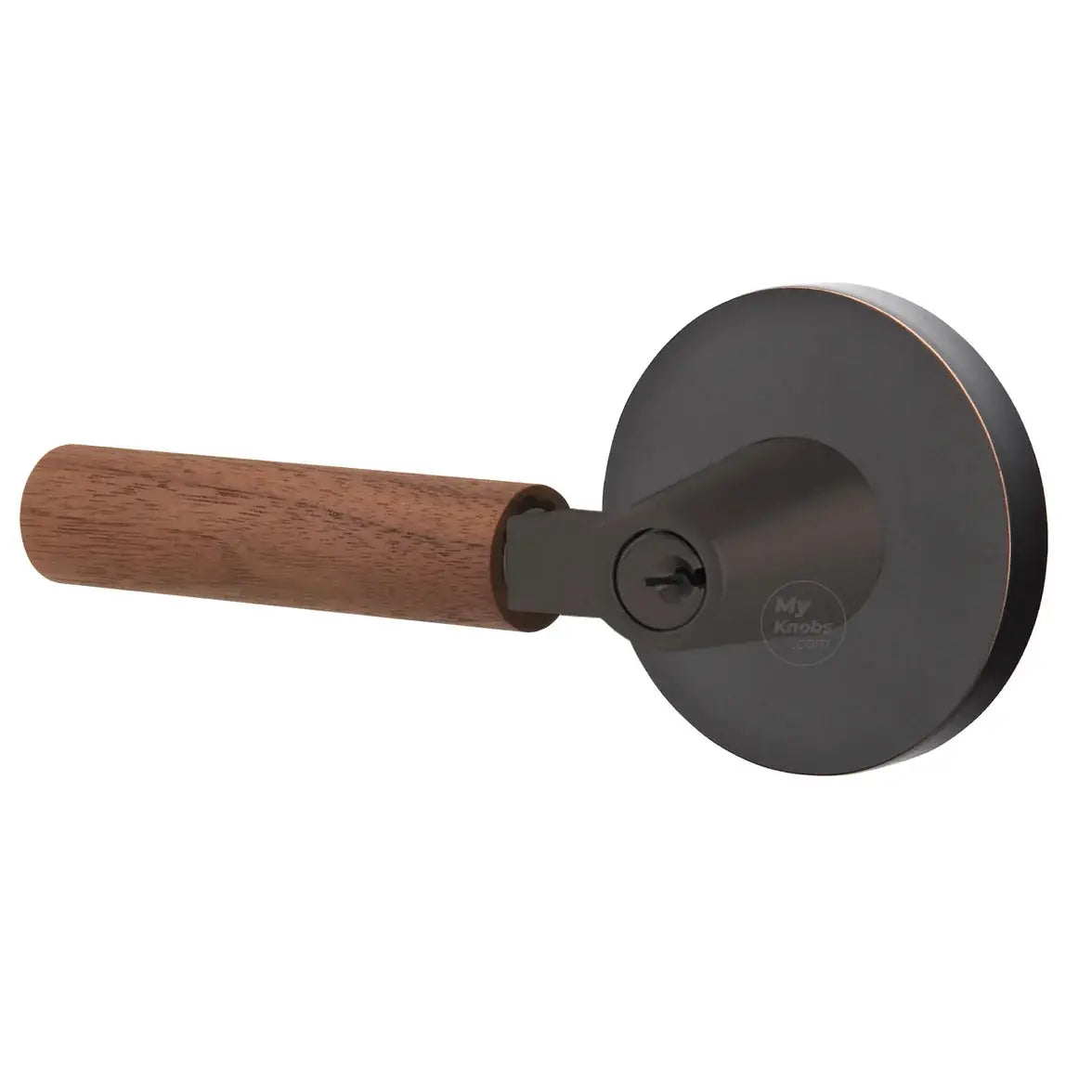 Emtek Walnut Lever with Disk Rosette and L-Square Stem by Emtek